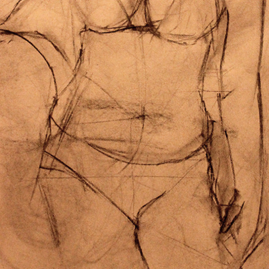 Beach Girl Charcoal on Paper