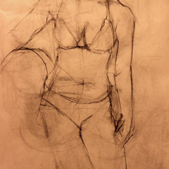 Beach Girl, Charcoal on Paper, 25" x 40"