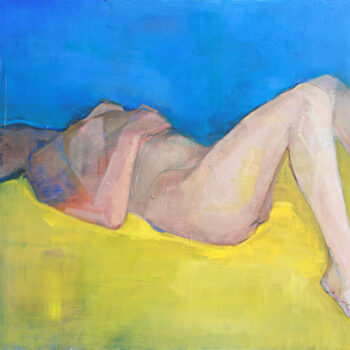 Nude Surrounded by Yellow and Blue, Oil on Canvas, 36" x 36"