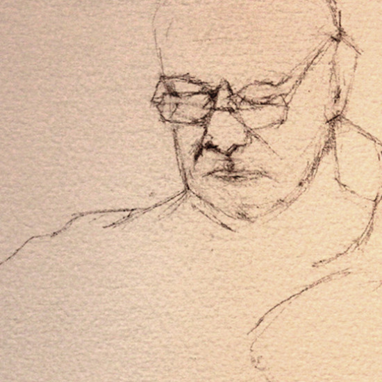 Poet Charcoal and Oil on Paper