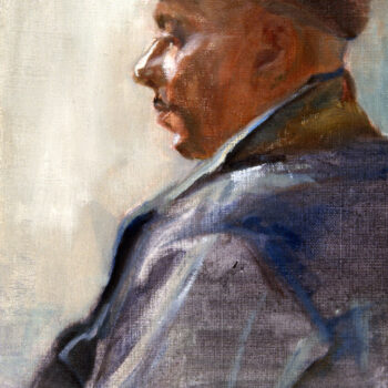 Reading The Paper, Oil on Canvas, 9" x 12"