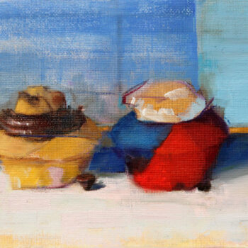 Two Cupcakes, Oil on Board, 8" x 6"