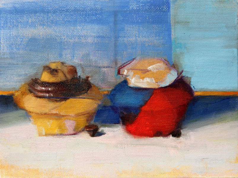 Two Cupcakes Oil Painting