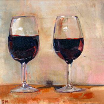 Two Glasses, Oil on Canvas, 13" x 13"