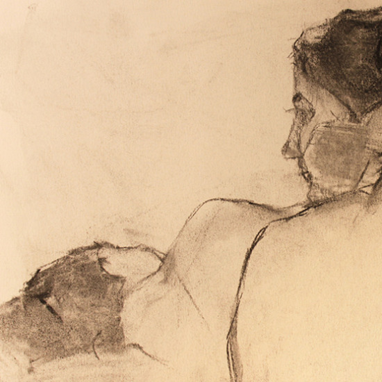 Two Women Charcoal on Paper