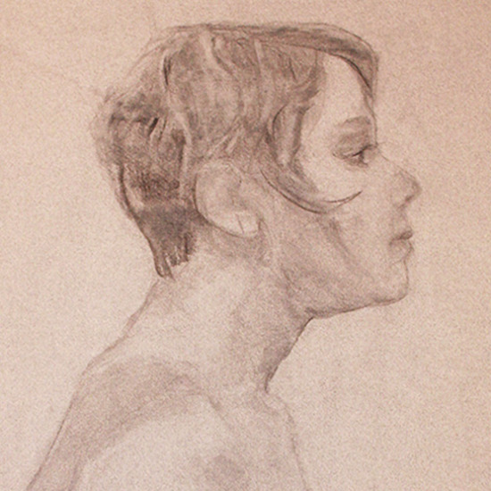 Young Girl Charcoal Drawing