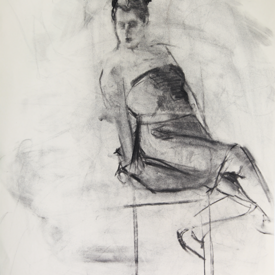 Party Girl Charcoal Drawing