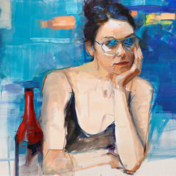 Blue Cafe, Oil on Canvas, 24″x20″